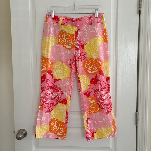 Lilly Pulitzer Vintage Capri Pants 6 Fair Pink Winner's Circle - Picture 1 of 8